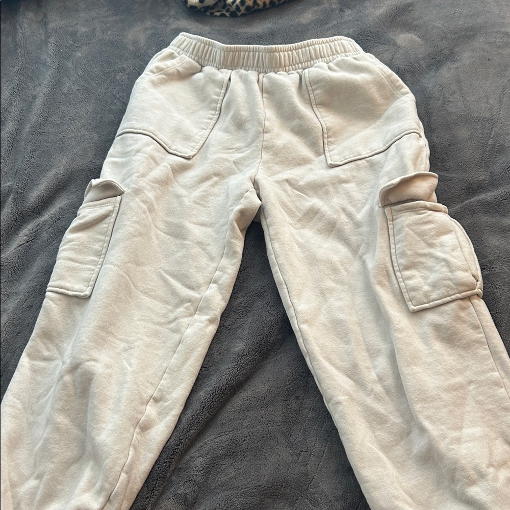 Fashion Nova Off-White Cargo Sweatpants
